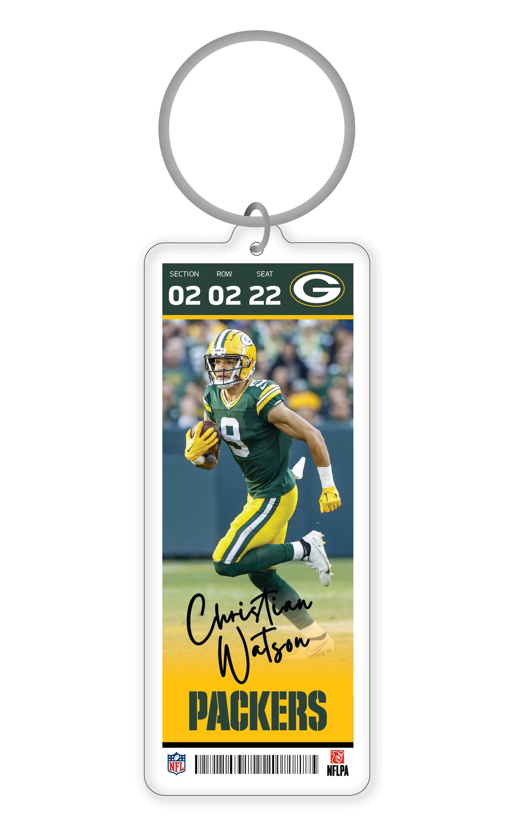 NFL Green Bay Packers Christian Watson Acrylic Player Keychain - MOQ 24