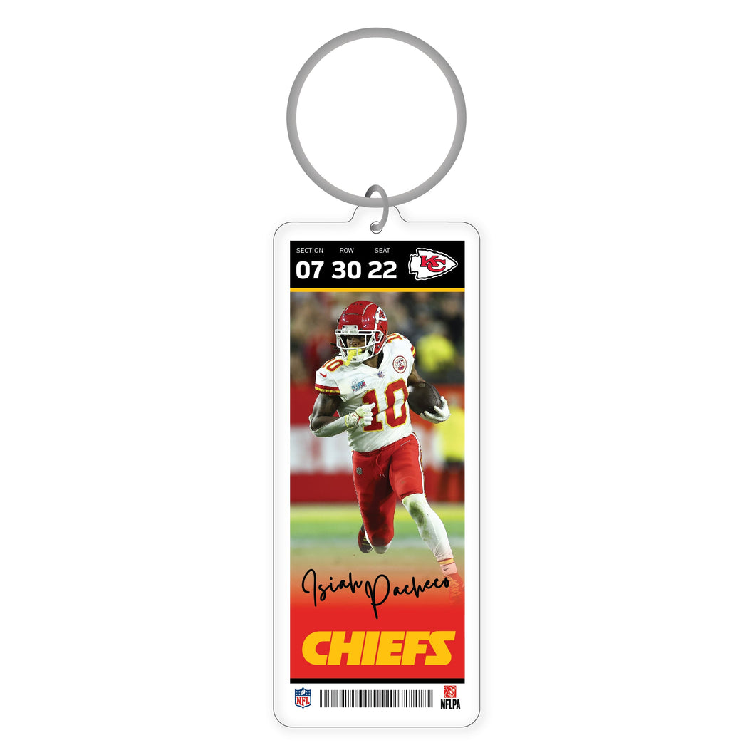 NFL Kansas City Chiefs Isiah Pacheco White Jersey Acrylic Player Keychain - MOQ 24