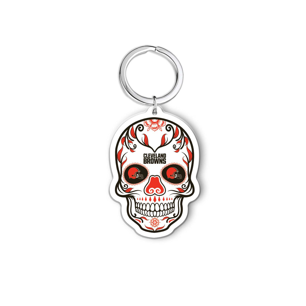 NFL Cleveland Browns Acrylic Día De Los Muertos Skull Keychain - MOQ 24