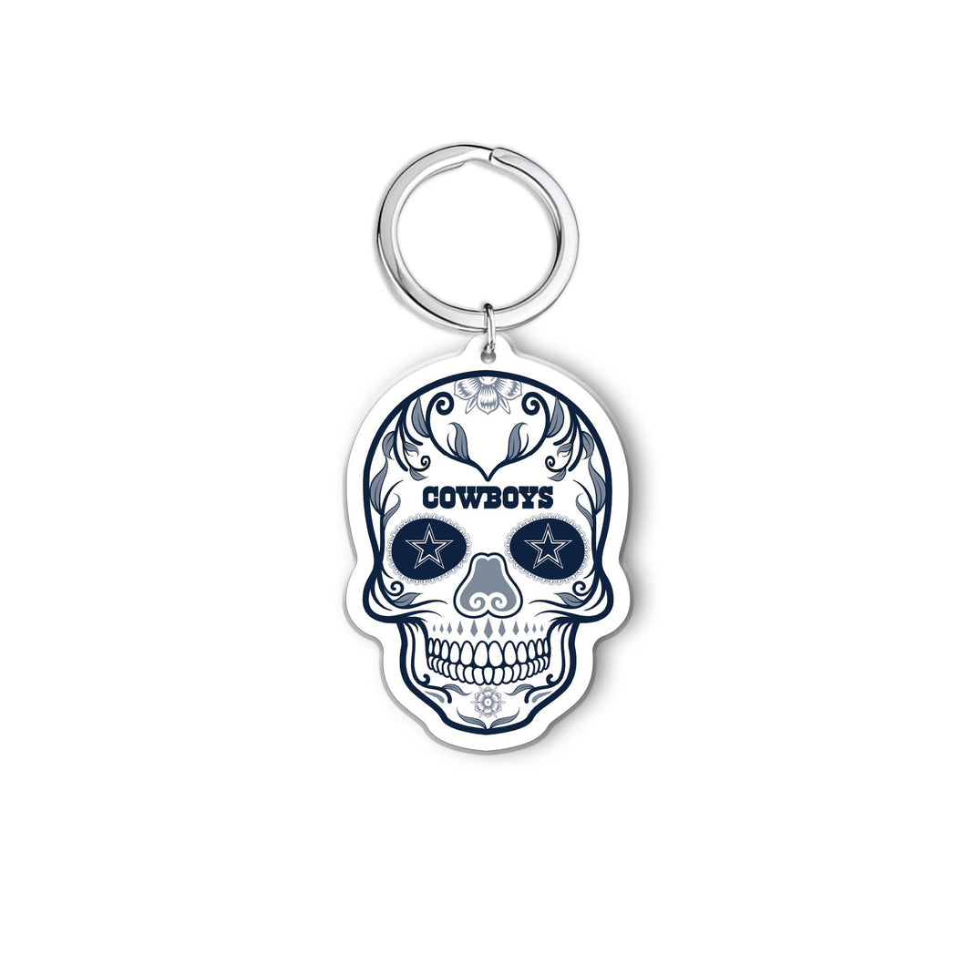 NFL Dallas Cowboys Acrylic Día De Los Muertos Skull Keychain - MOQ 24