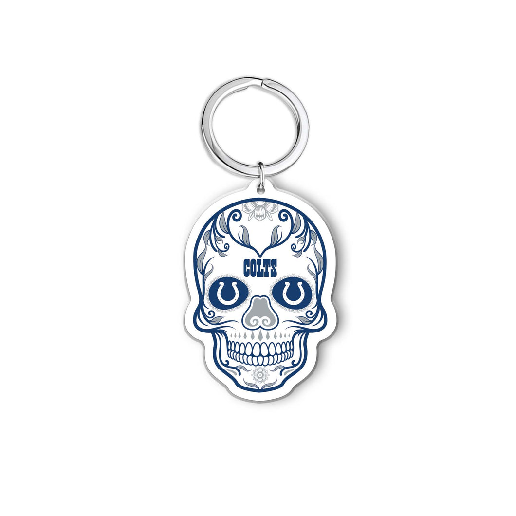 NFL Indianapolis Colts Acrylic Día De Los Muertos Skull Keychain - MOQ 24