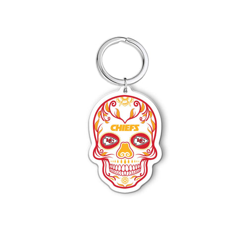 NFL Kansas City Chiefs Acrylic Día De Los Muertos Skull Keychain - MOQ 24