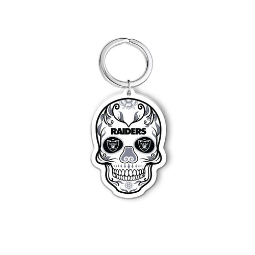 NFL Las Vegas Raiders Acrylic Día De Los Muertos Skull Keychain - MOQ 24