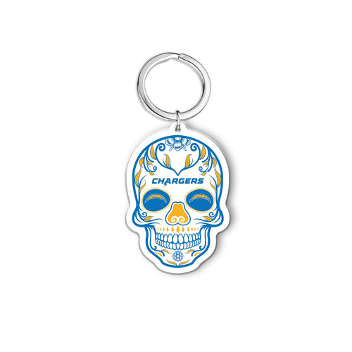 NFL Los Angeles Chargers Acrylic Día De Los Muertos Skull Keychain - MOQ 24