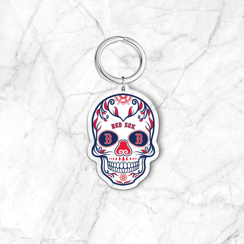 MLB Boston Red Sox Acrylic Día De Los Muertos Skull Keychain - MOQ 24