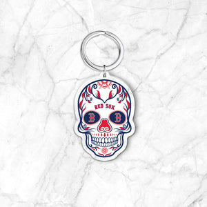 MLB Boston Red Sox Acrylic Día De Los Muertos Skull Keychain - MOQ 24