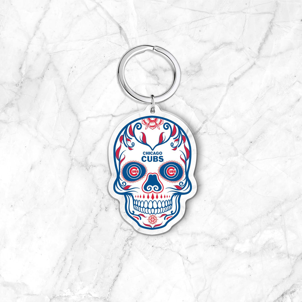 MLB Chicago Cubs Acrylic Día De Los Muertos Skull Keychain - MOQ 24