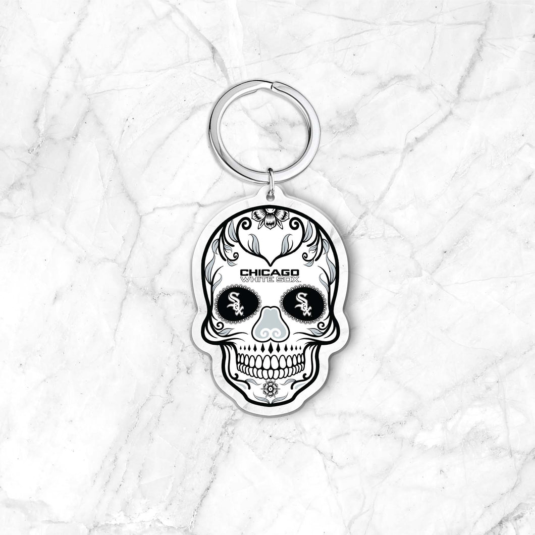 MLB Chicago White Sox Acrylic Día De Los Muertos Skull Keychain - MOQ 24