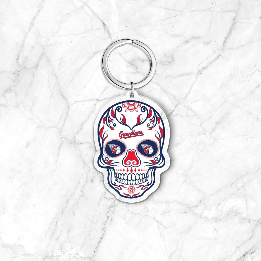 MLB Cleveland Guardians Acrylic Día De Los Muertos Skull Keychain - MOQ 24