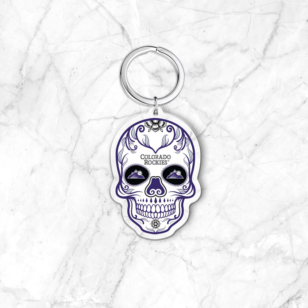 MLB Colorado Rockies Acrylic Día De Los Muertos Skull Keychain - MOQ 24