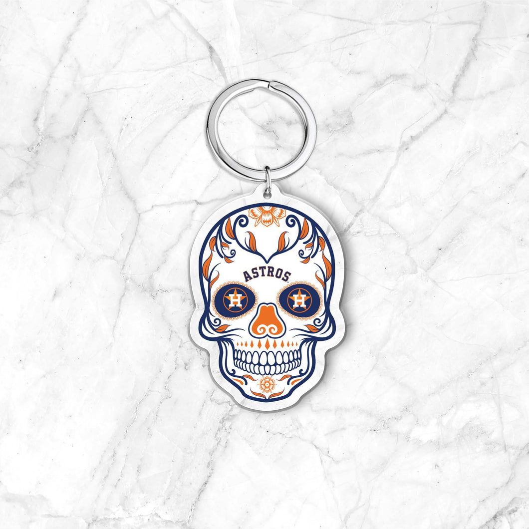 MLB Houston Astros Acrylic Día De Los Muertos Skull Keychain - MOQ 24