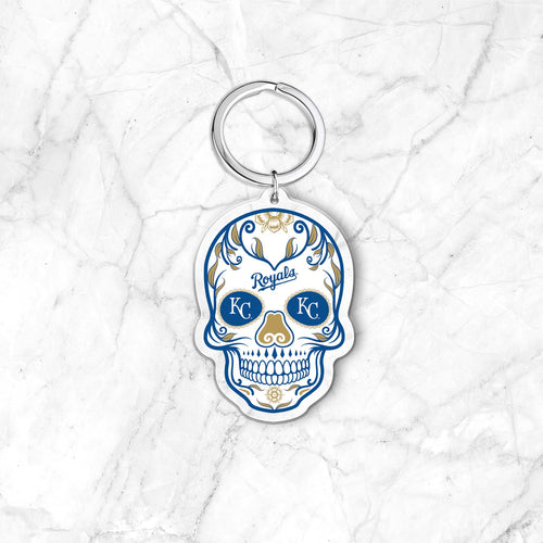 MLB Kansas City Royals Acrylic Día De Los Muertos Skull Keychain - MOQ 24