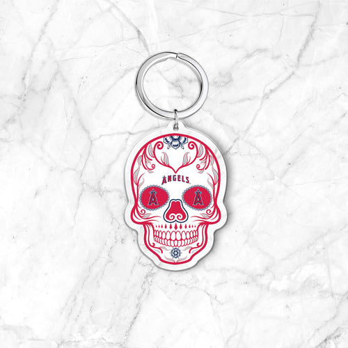 MLB Los Angeles Angels Acrylic Día De Los Muertos Skull Keychain - MOQ 24
