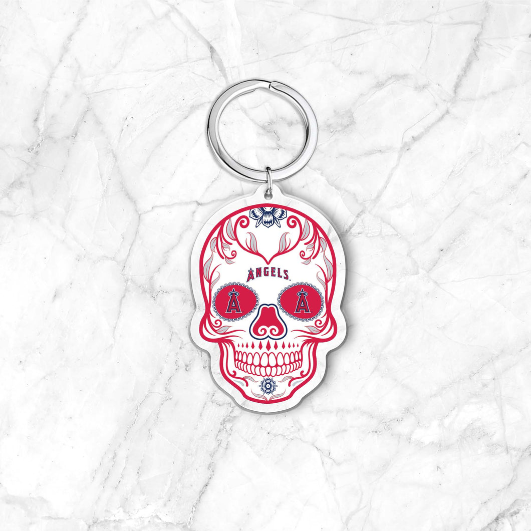 MLB Los Angeles Angels Acrylic Día De Los Muertos Skull Keychain - MOQ 24