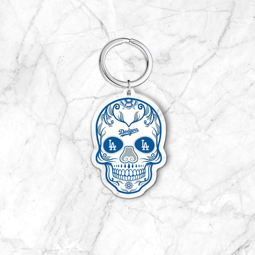 MLB Los Angeles Dodgers Acrylic Día De Los Muertos Skull Keychain - MOQ 24