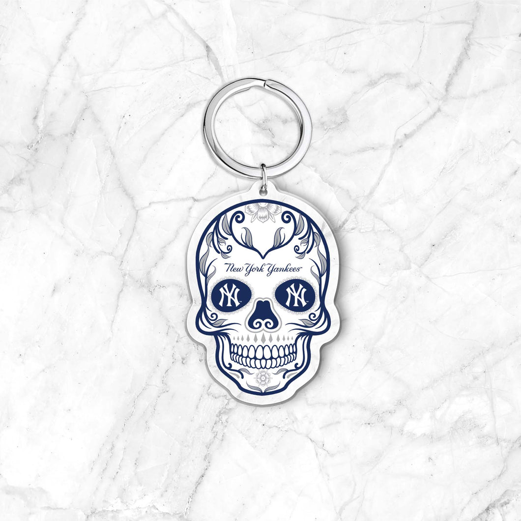 MLB New York Yankees Acrylic Día De Los Muertos Skull Keychain - MOQ 24