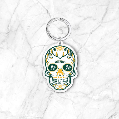 MLB Athletics Acrylic Día De Los Muertos Skull Keychain - MOQ 24