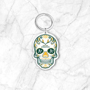 MLB Athletics Acrylic Día De Los Muertos Skull Keychain - MOQ 24