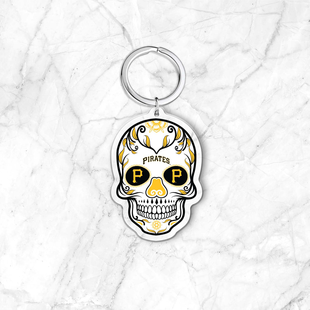 MLB Pittsburgh Pirates Acrylic Día De Los Muertos Skull Keychain - MOQ 24