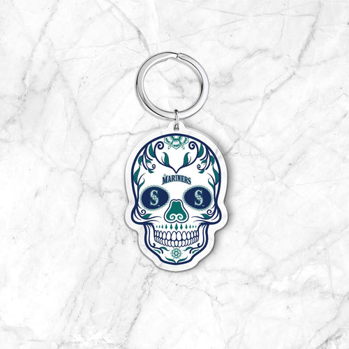MLB Seattle Mariners Acrylic Día De Los Muertos Skull Keychain - MOQ 24