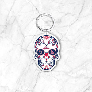 MLB St. Louis Cardinals Acrylic Día De Los Muertos Skull Keychain - MOQ 24