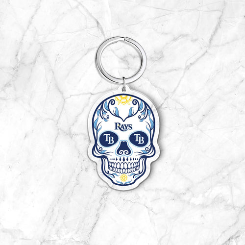 MLB Tampa Bay Rays Acrylic Día De Los Muertos Skull Keychain - MOQ 24