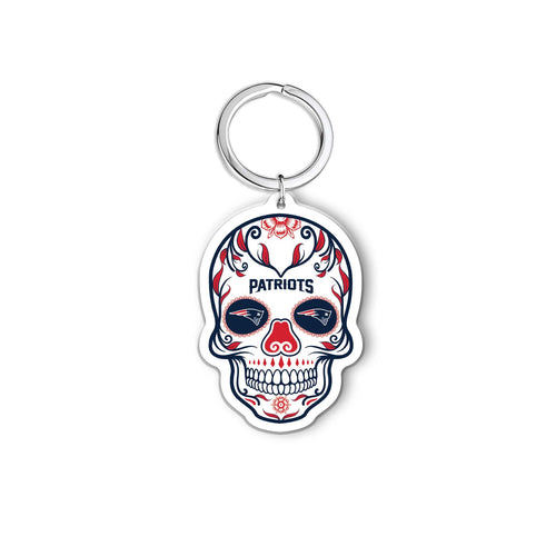 NFL New England Patriots Acrylic Día De Los Muertos Skull Keychain - MOQ 24