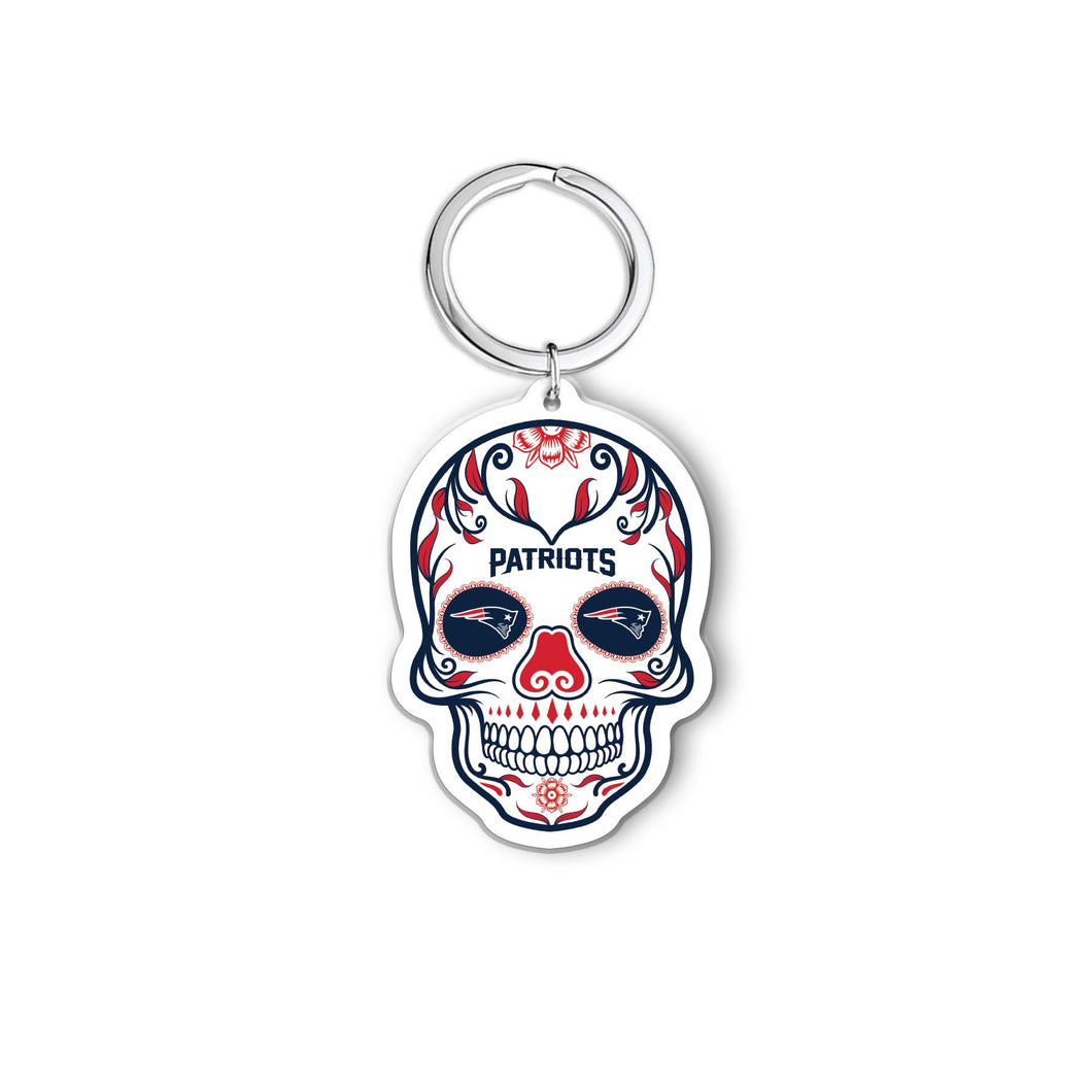 NFL New England Patriots Acrylic Día De Los Muertos Skull Keychain - MOQ 24