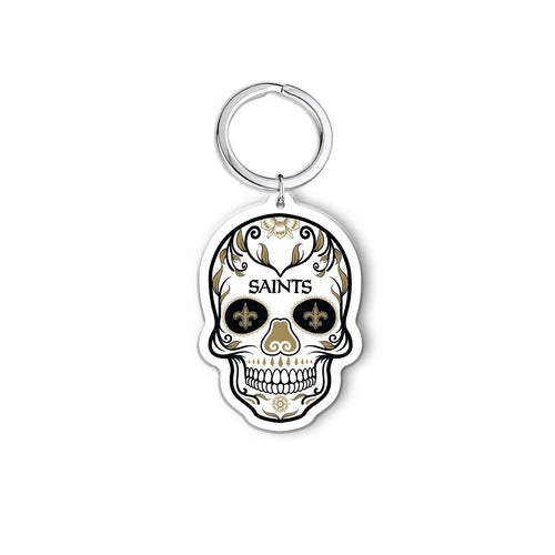 NFL New Orleans Saints Acrylic Día De Los Muertos Skull Keychain - MOQ 24