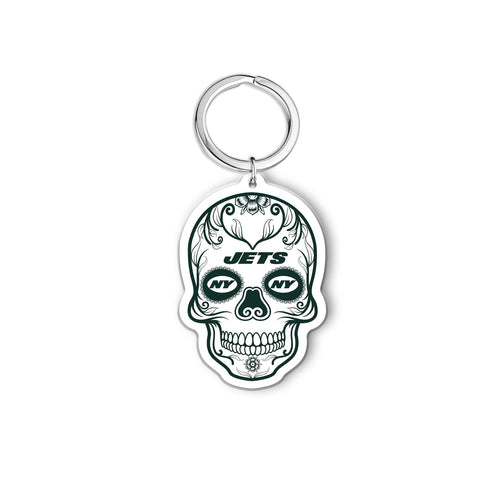 NFL New York Jets Acrylic Día De Los Muertos Skull Keychain - MOQ 24