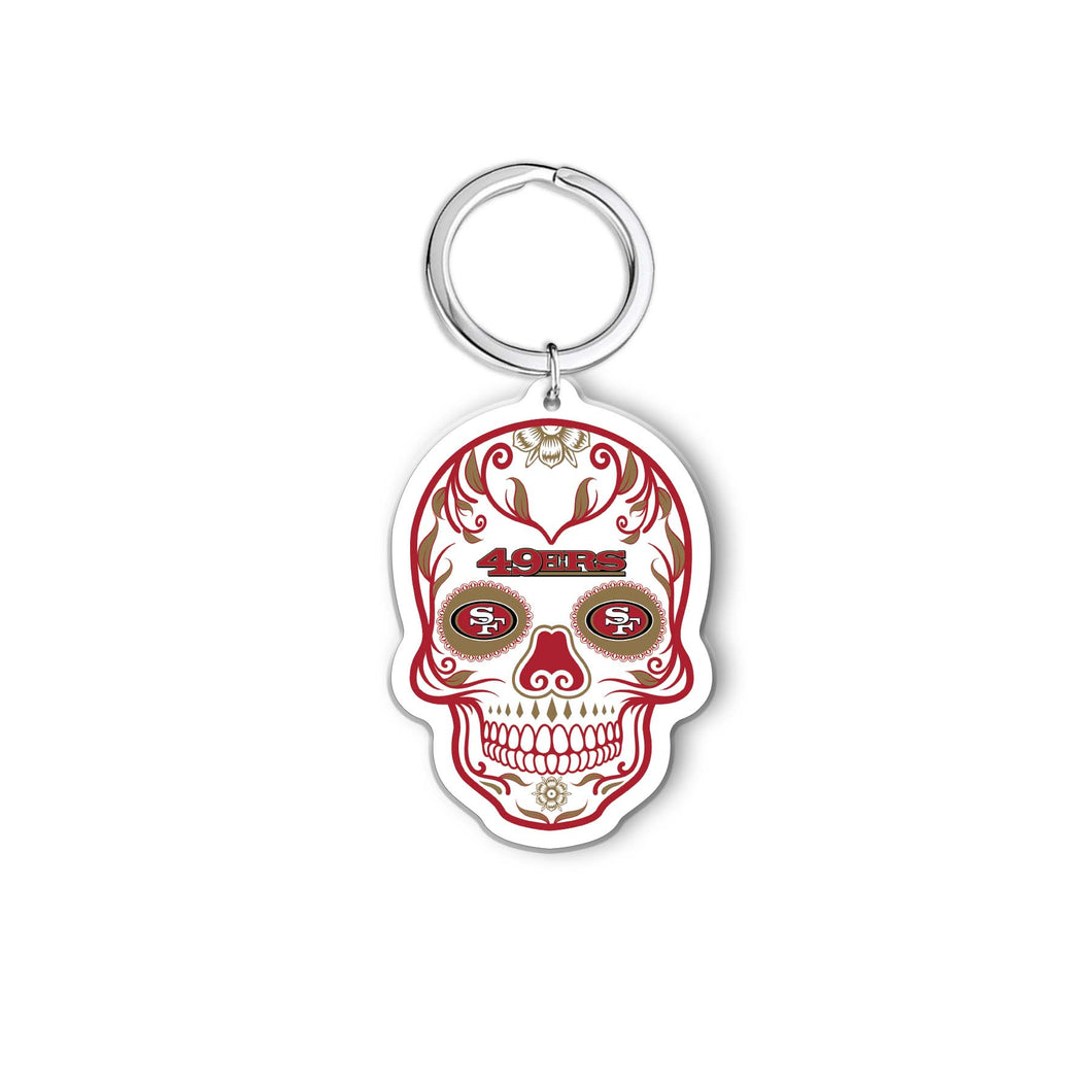 NFL San Francisco 49ers Acrylic Día De Los Muertos Skull Keychain - MOQ 24